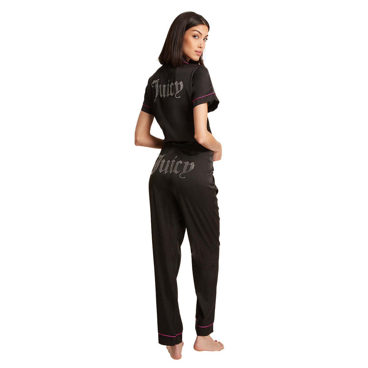 Satin Short Sleeve Notch Collar PJ Set