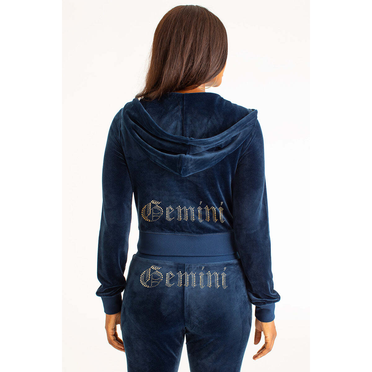 Gemini Customizable Big Bling Velour Hoodie
