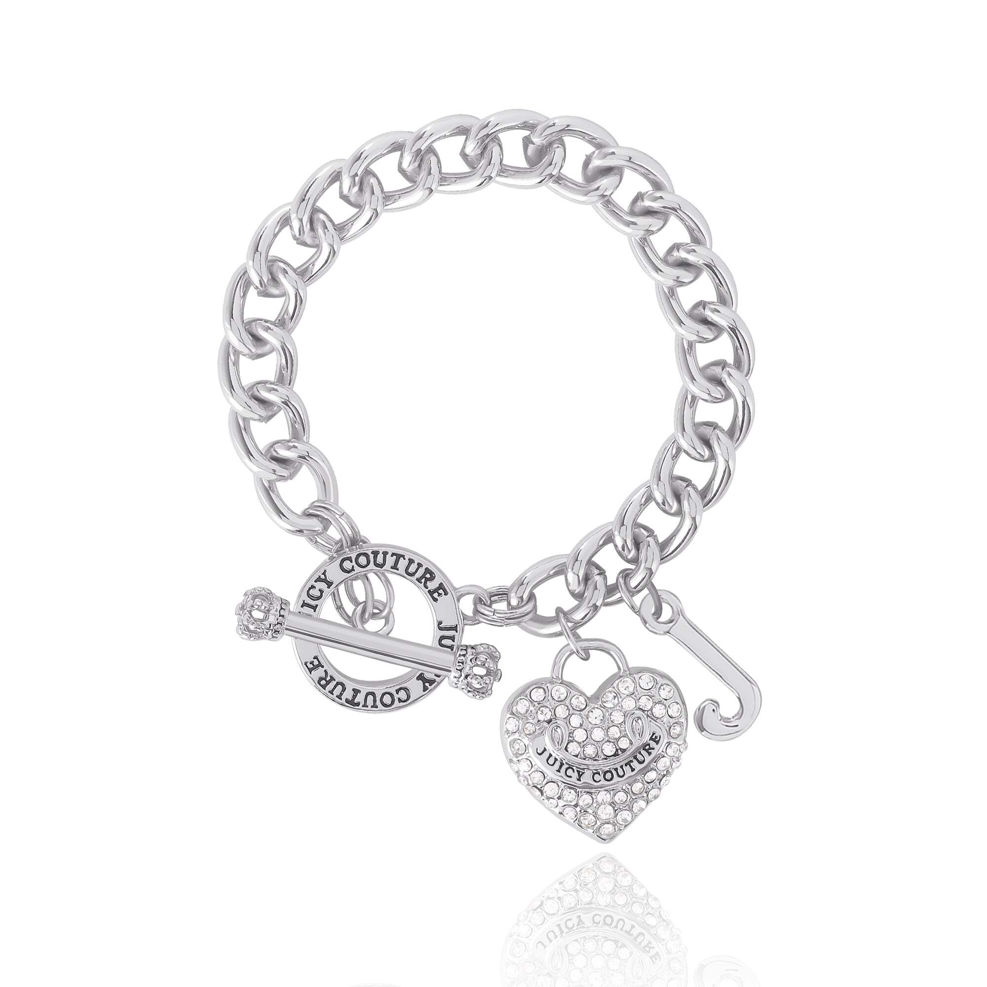 Crystal Heart Charm Toggle Bracelet