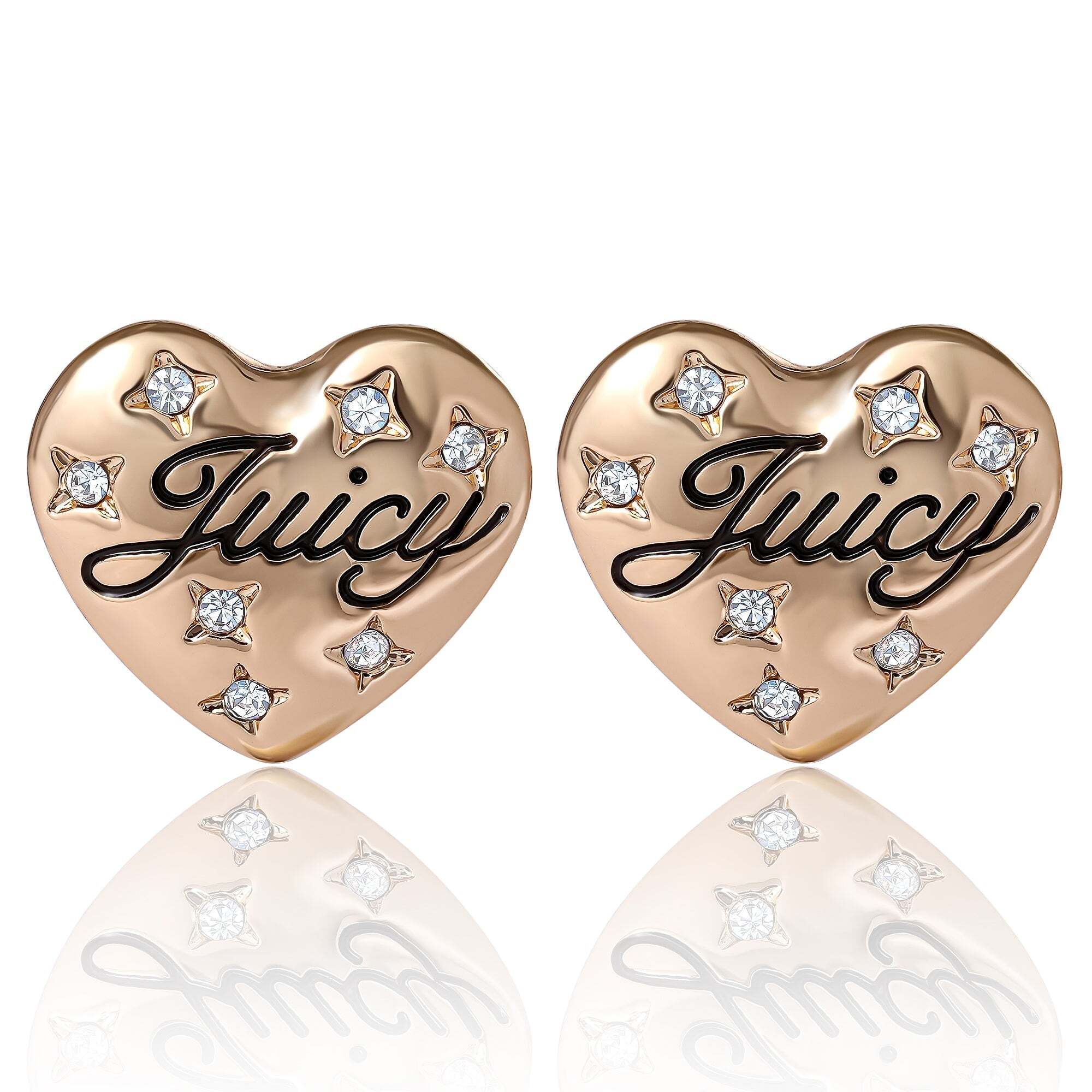 Juicy Crystal-Embellished Heart Stud Earrings