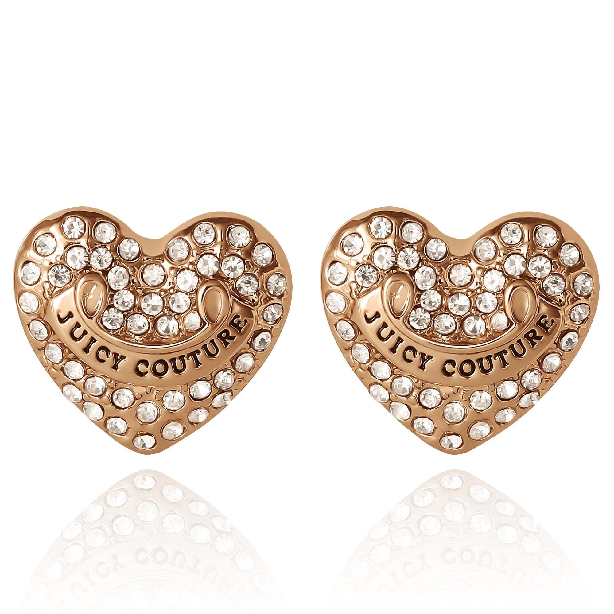 Heart Stud Earrings with Crystal Accents