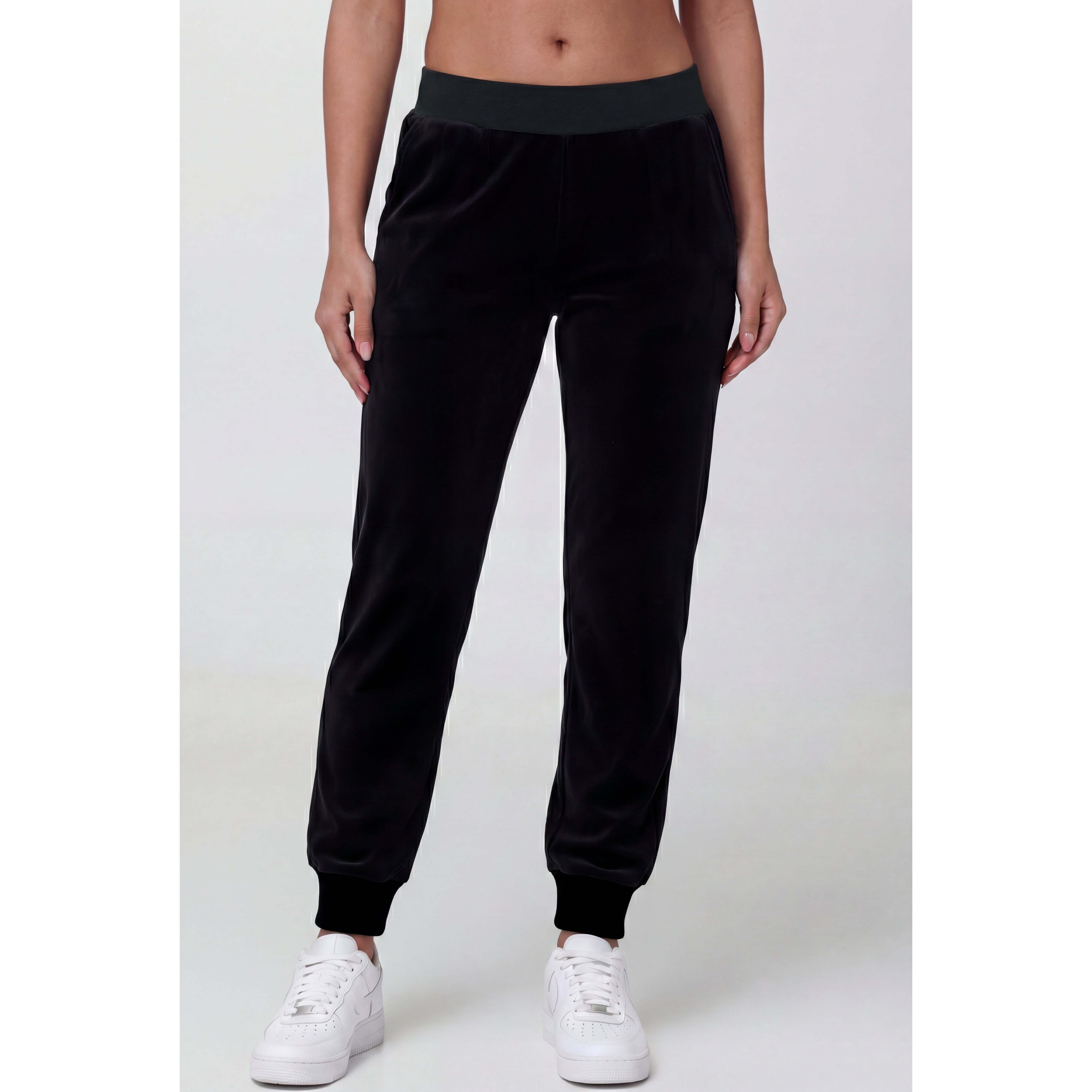 Black Velour Cinched Jogger Pants-REJUICED