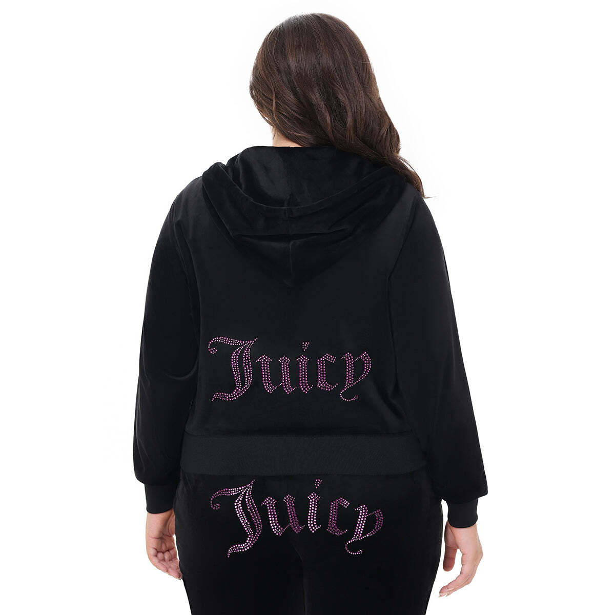 Plus-Size Technicolor Customizable Big Bling Velour Hoodie