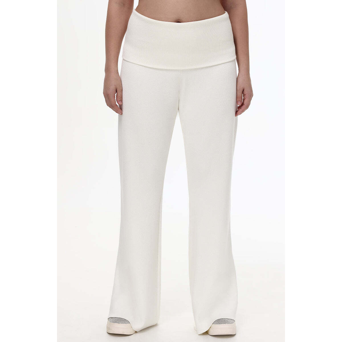 Plus-Size Low Rise Knit Flare Pants