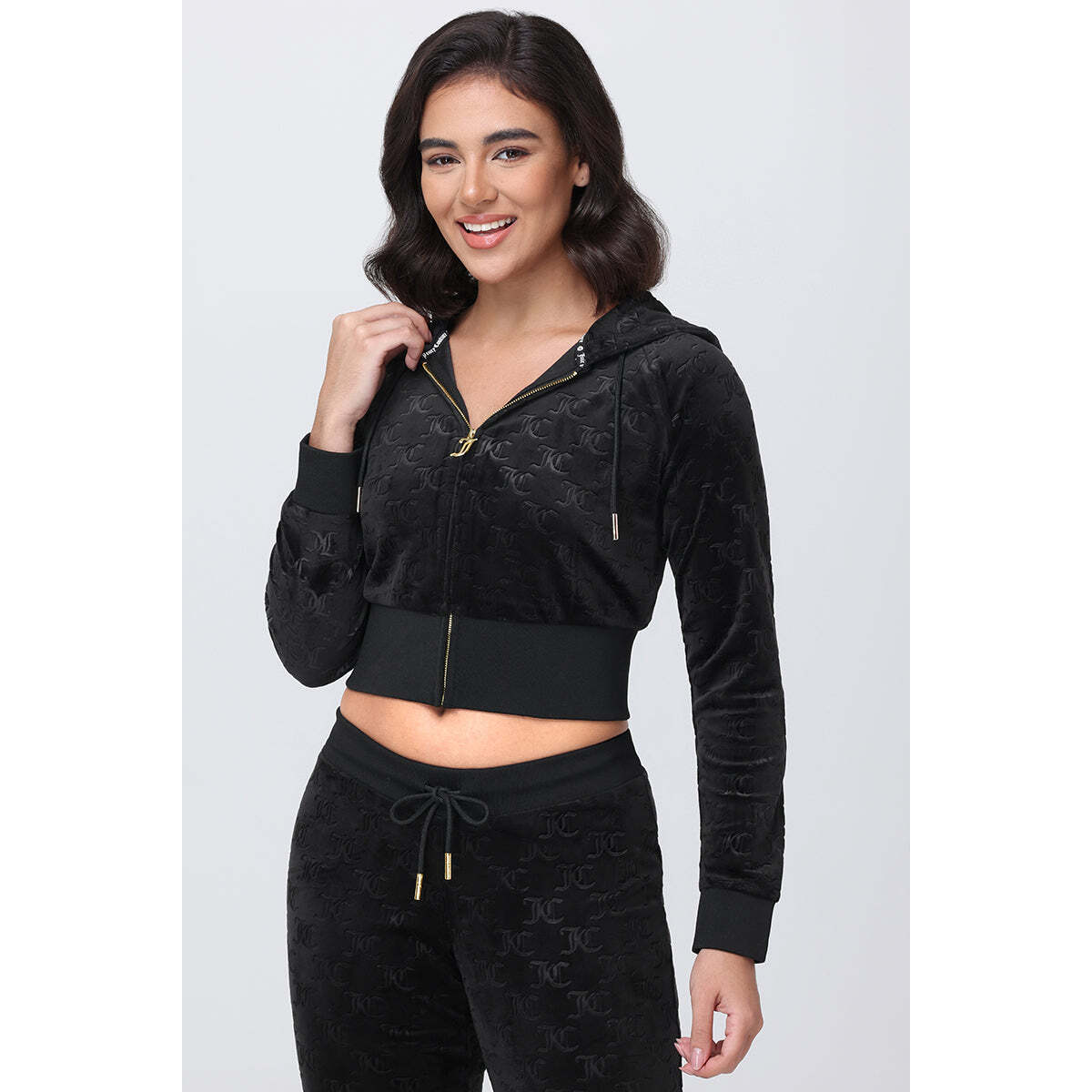 Embossed Velour Corset Hoodie