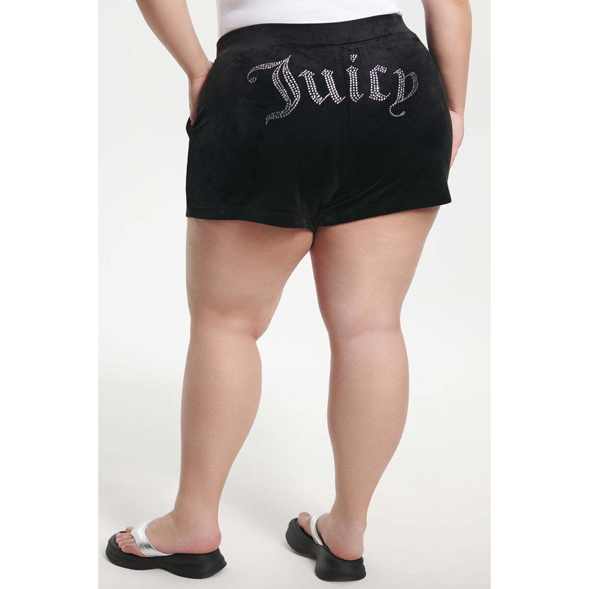 Plus-Size Big Bling Velour Shorts