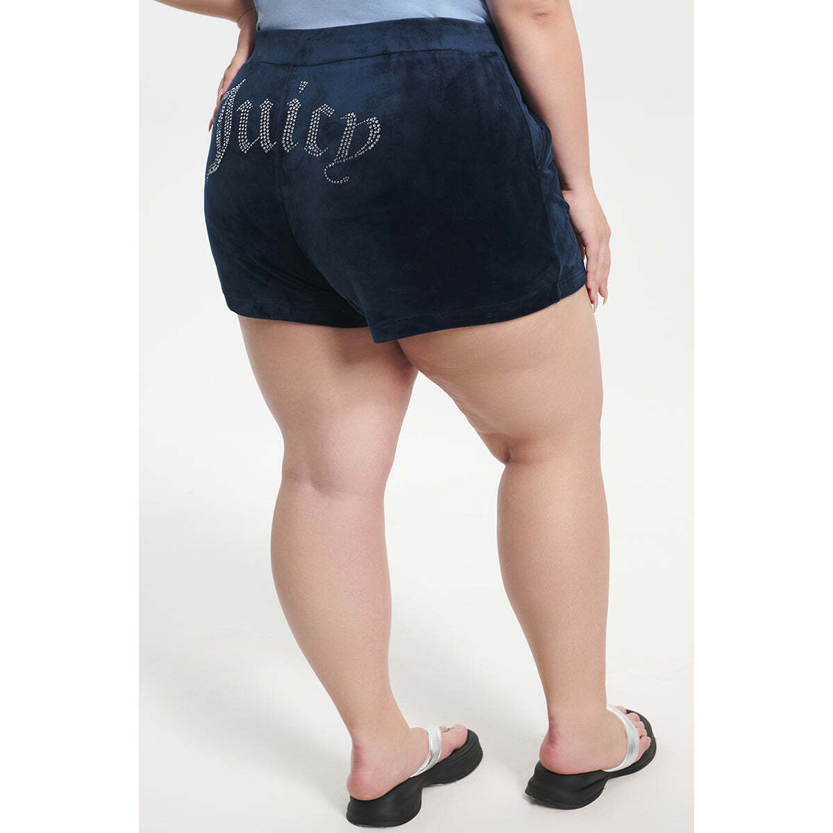 Plus-Size Big Bling Velour Shorts