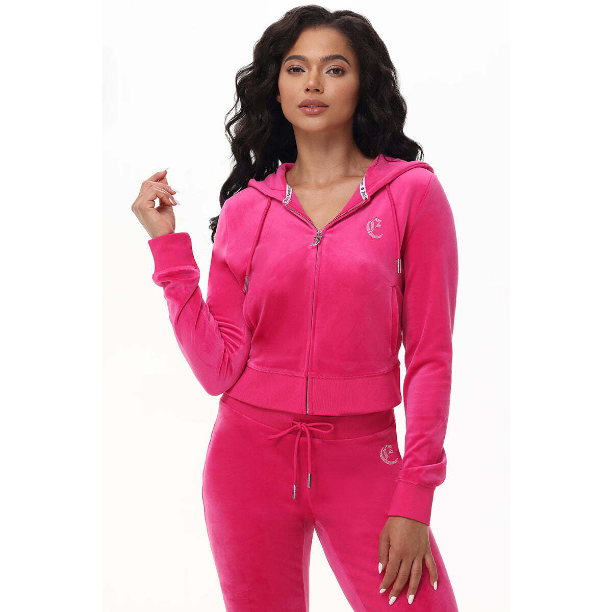 Custom Initial OG Big Bling Velour Hoodie