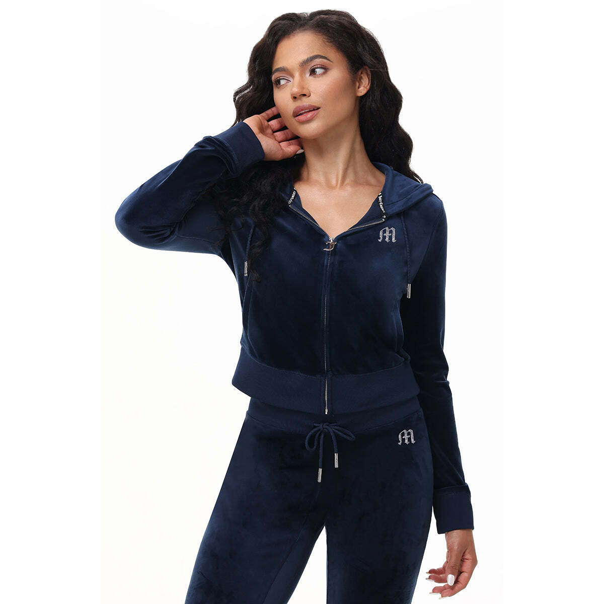 Custom Initial OG Big Bling Velour Hoodie