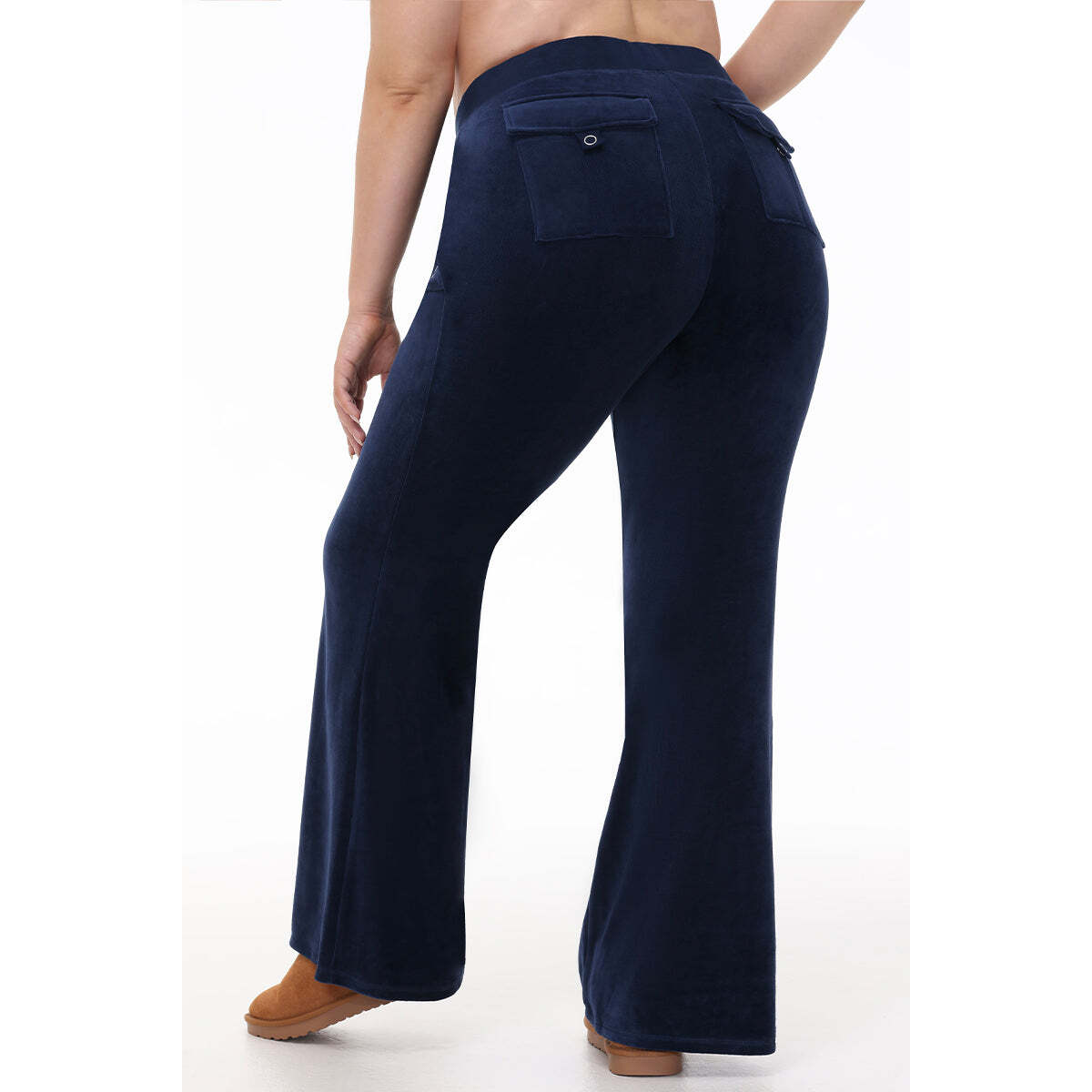 Plus-Size Hollywood Scottie Snap Pocket Cotton Velour Track Pants