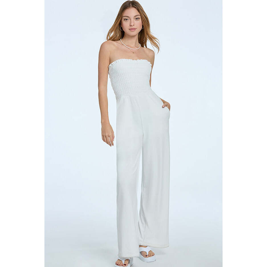 Smocked Velour Jumpsuit