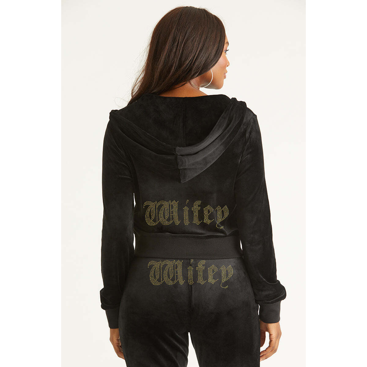 Wifey Customizable Big Bling Velour Hoodie