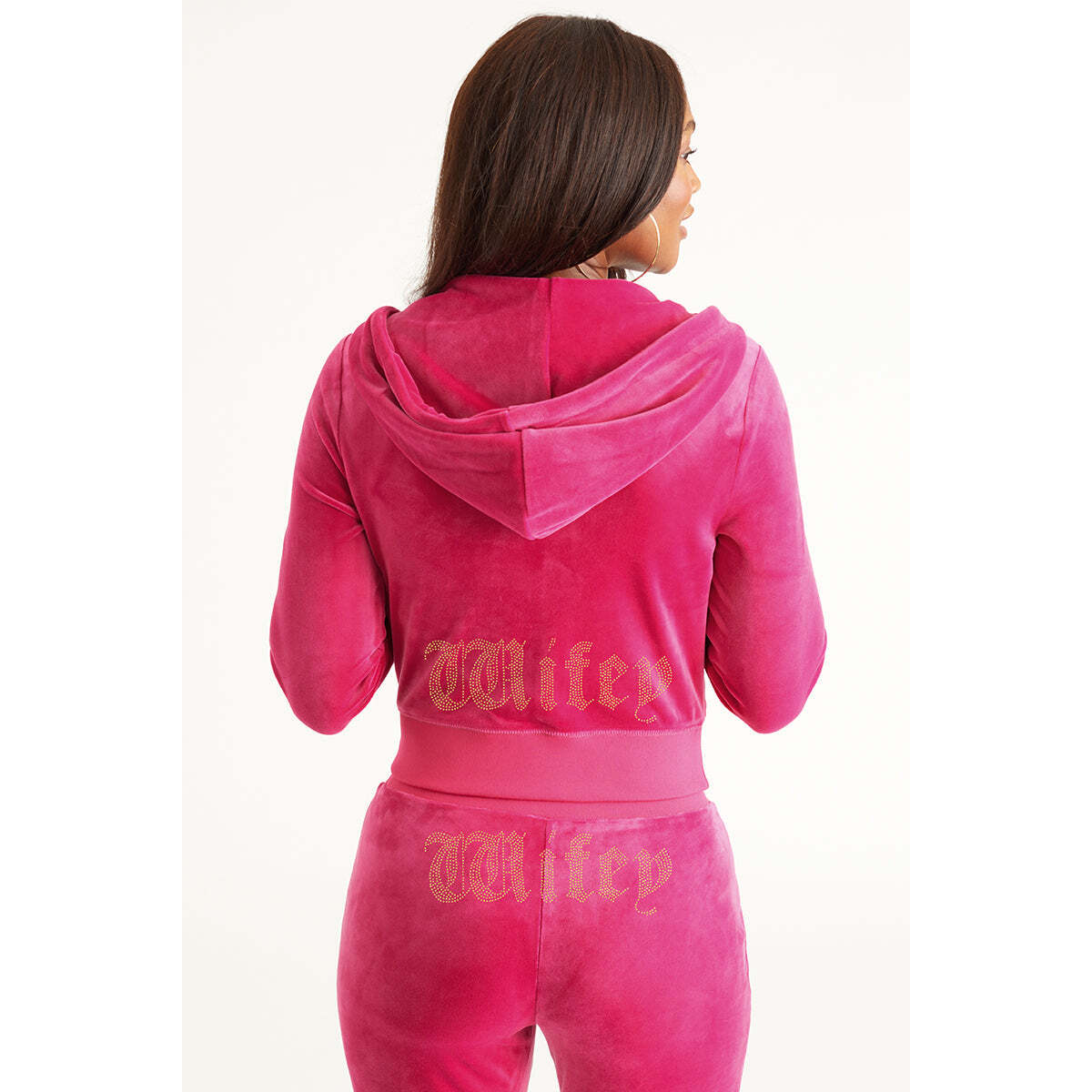 Wifey Customizable Big Bling Velour Hoodie
