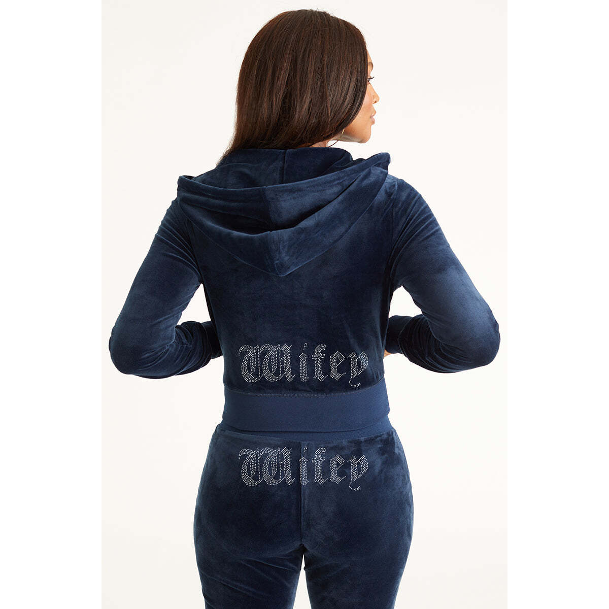 Wifey Customizable Big Bling Velour Hoodie