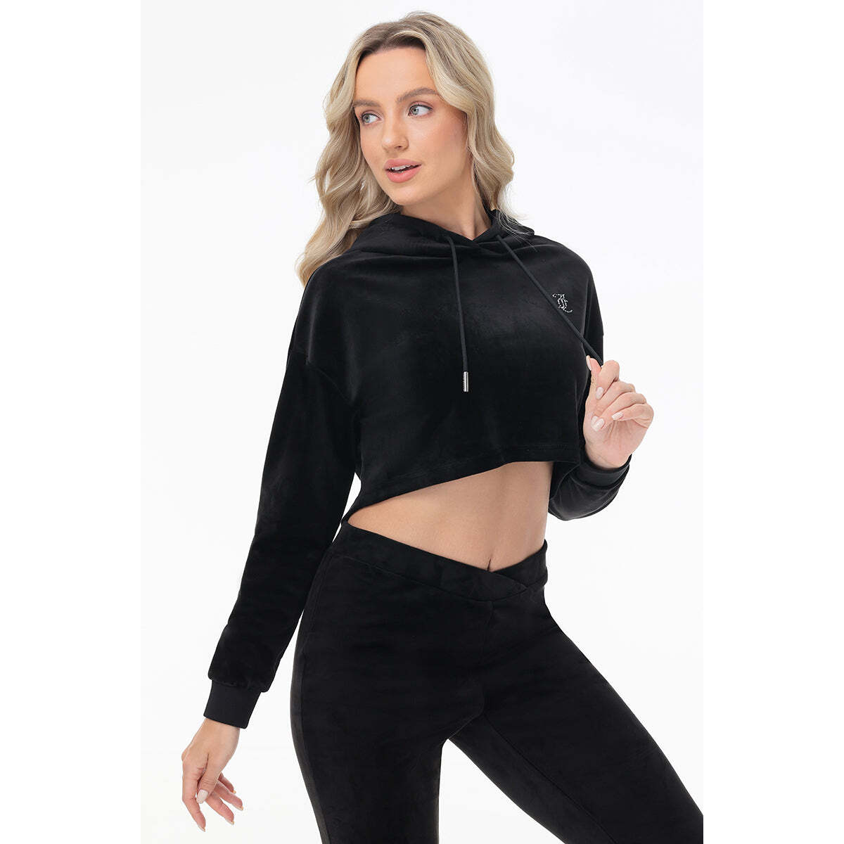 Big Bling High Low Cropped Hoodie