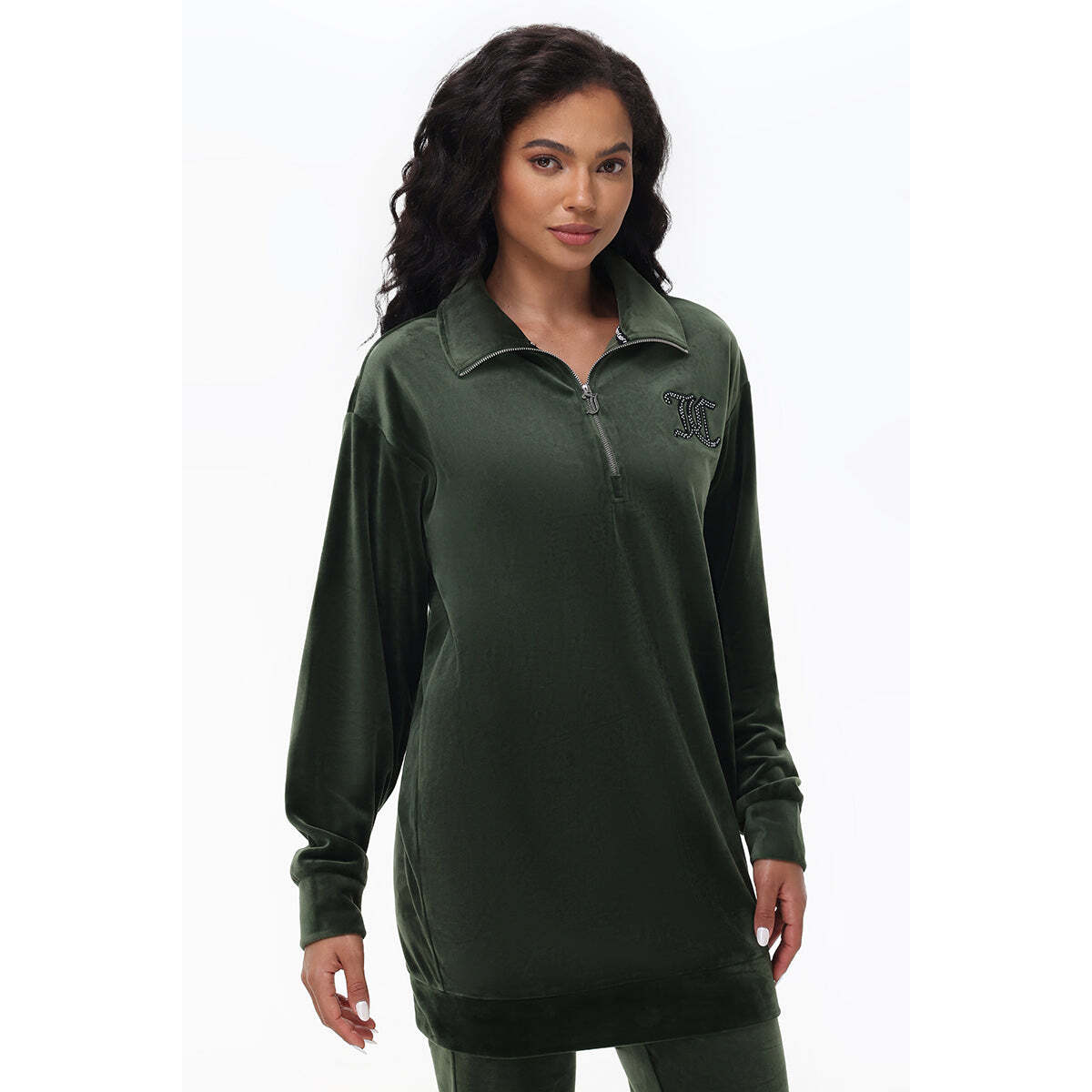 Oversized Small Bling Quarter Zip Pullover