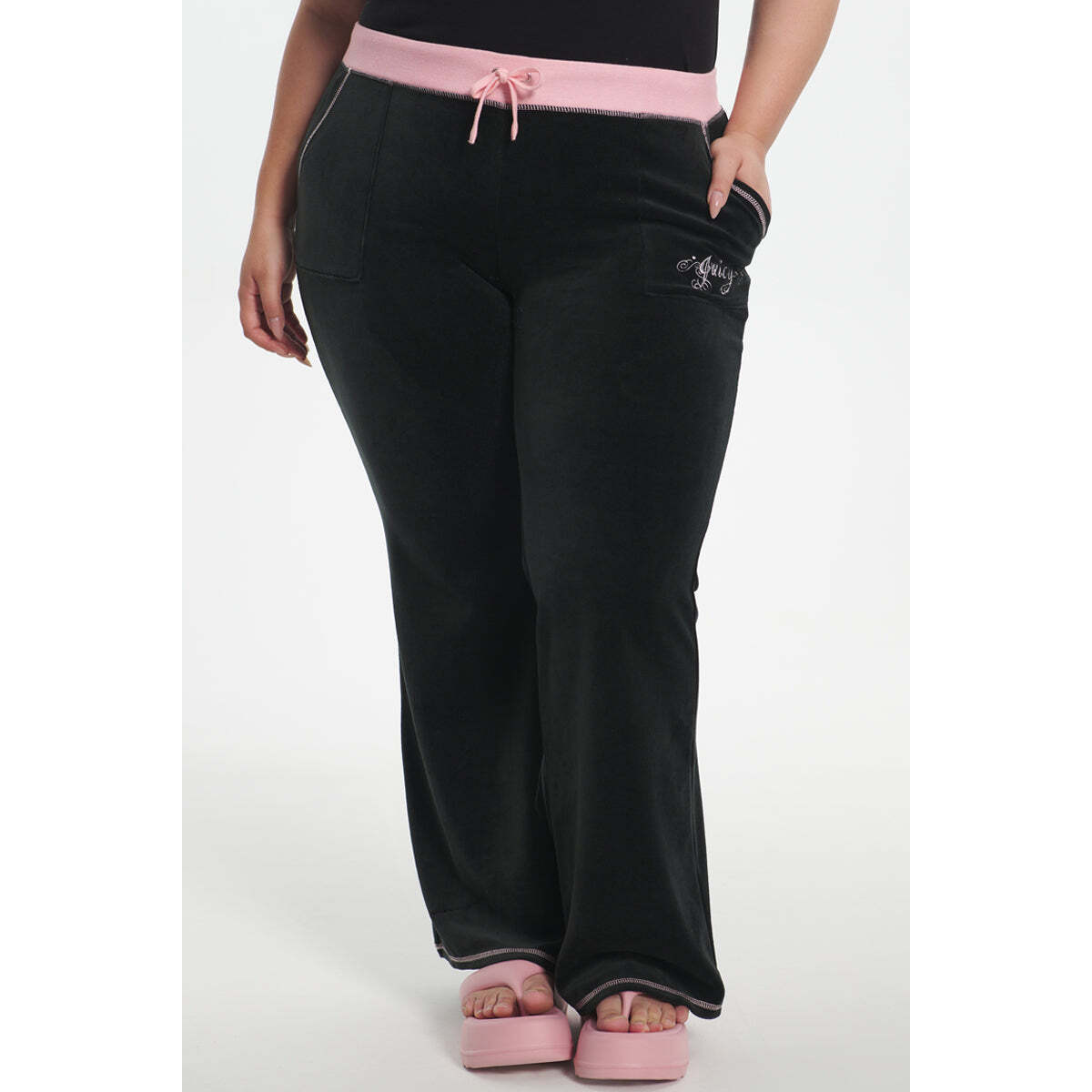 Plus-Size Sweetheart Cotton Velour Track Pants