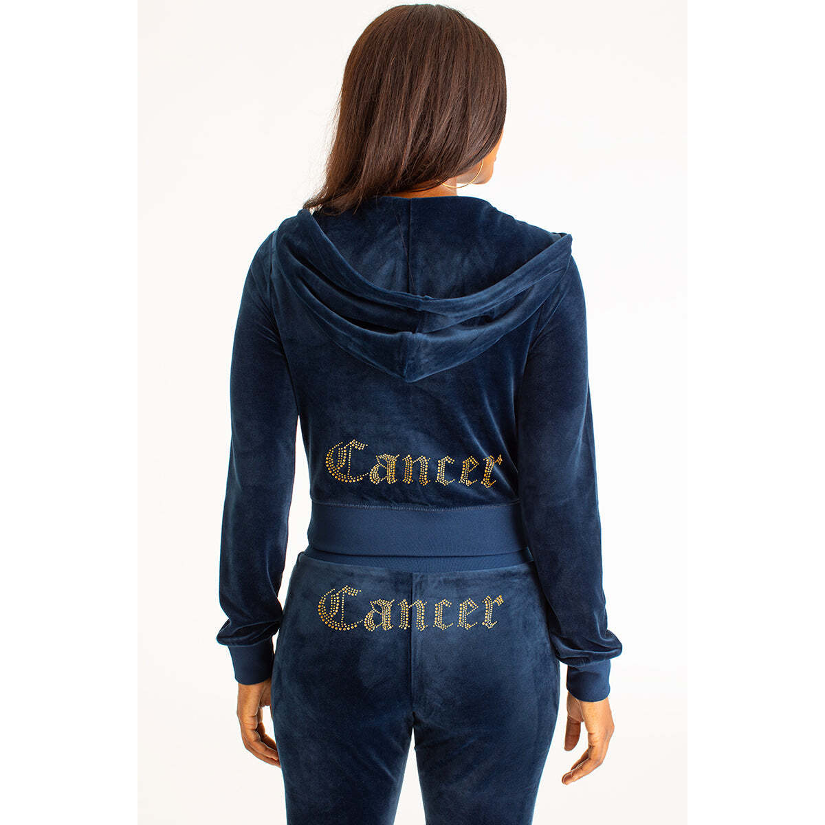 Cancer Customizable Big Bling Velour Hoodie