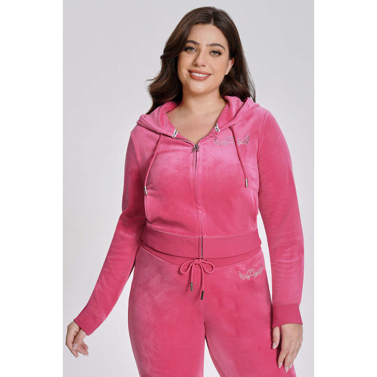 Plus-Size Angel Couture Big Bling Velour Hoodie
