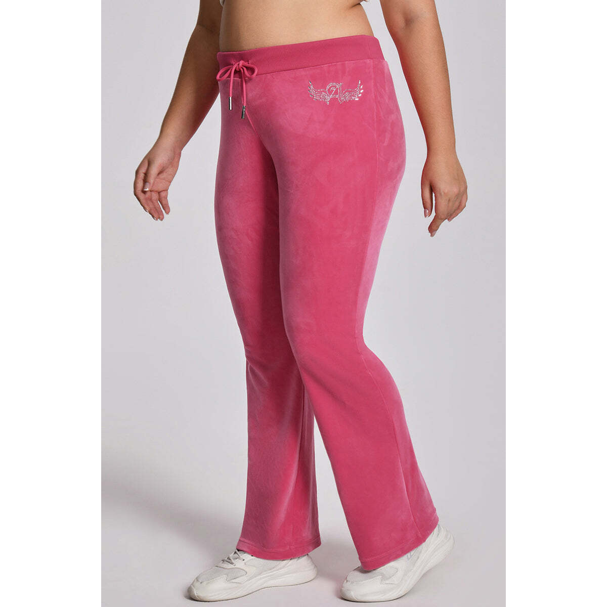 Plus-Size Angel Couture Big Bling Velour Track Pants