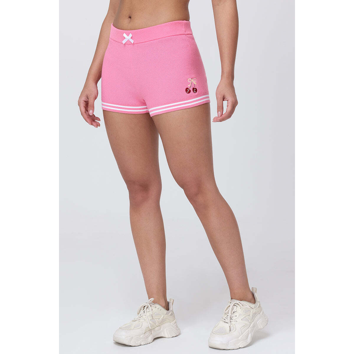 Embroidered Tipped Sweater Shorts