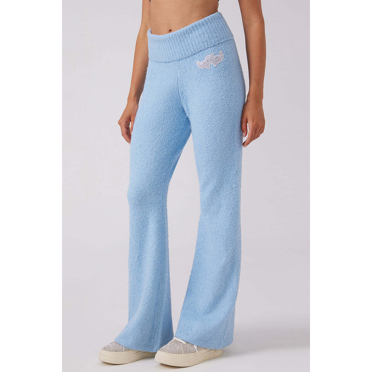 Angel Couture Knit Fold Over Wide Leg Pants