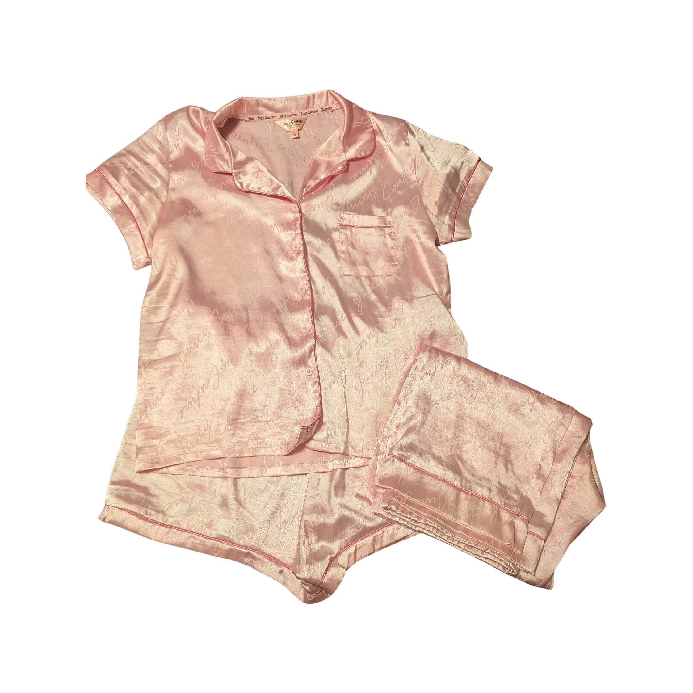 Juicy couture pink satin sleepware set-REJUICED