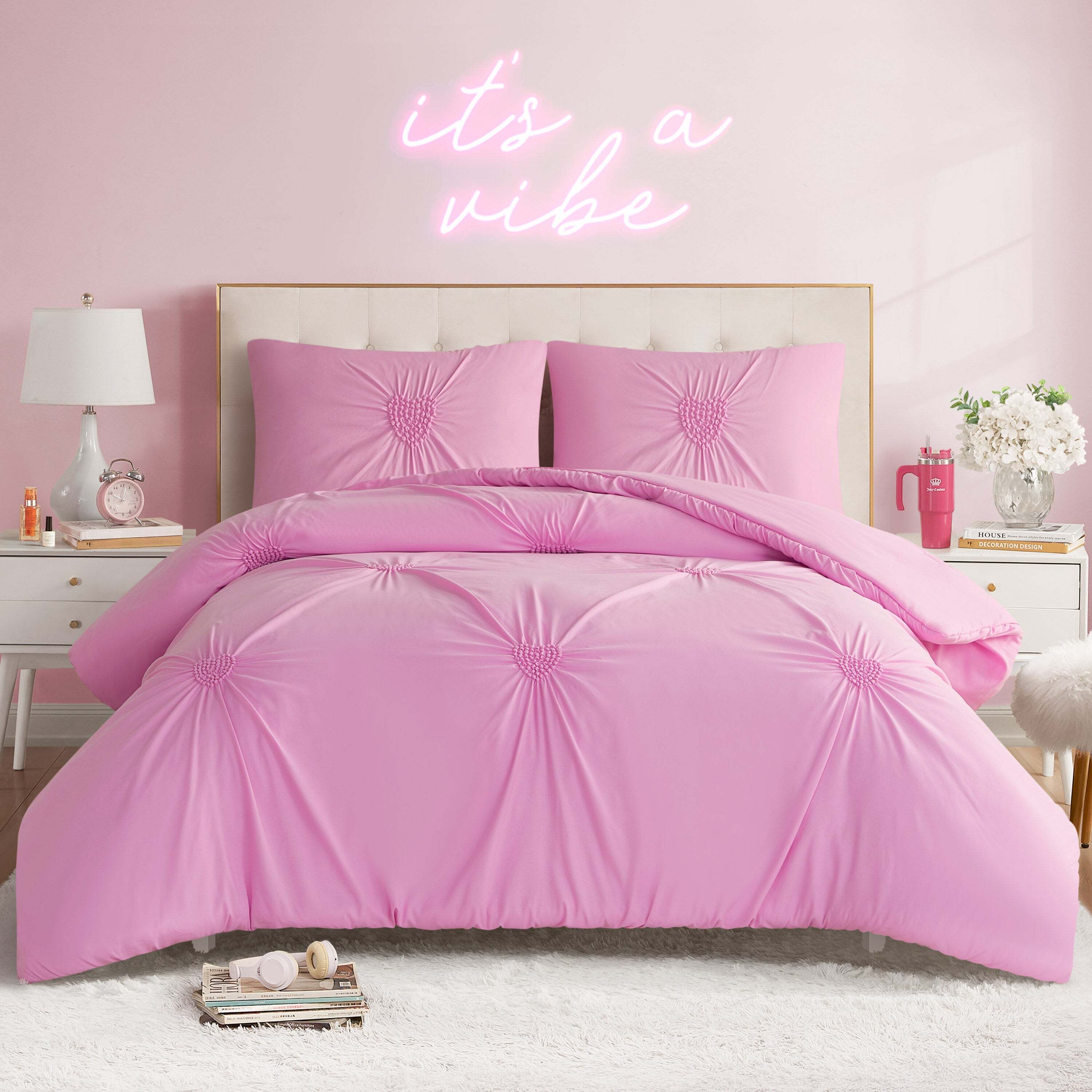 Amora Gathered Heart Comforter Set