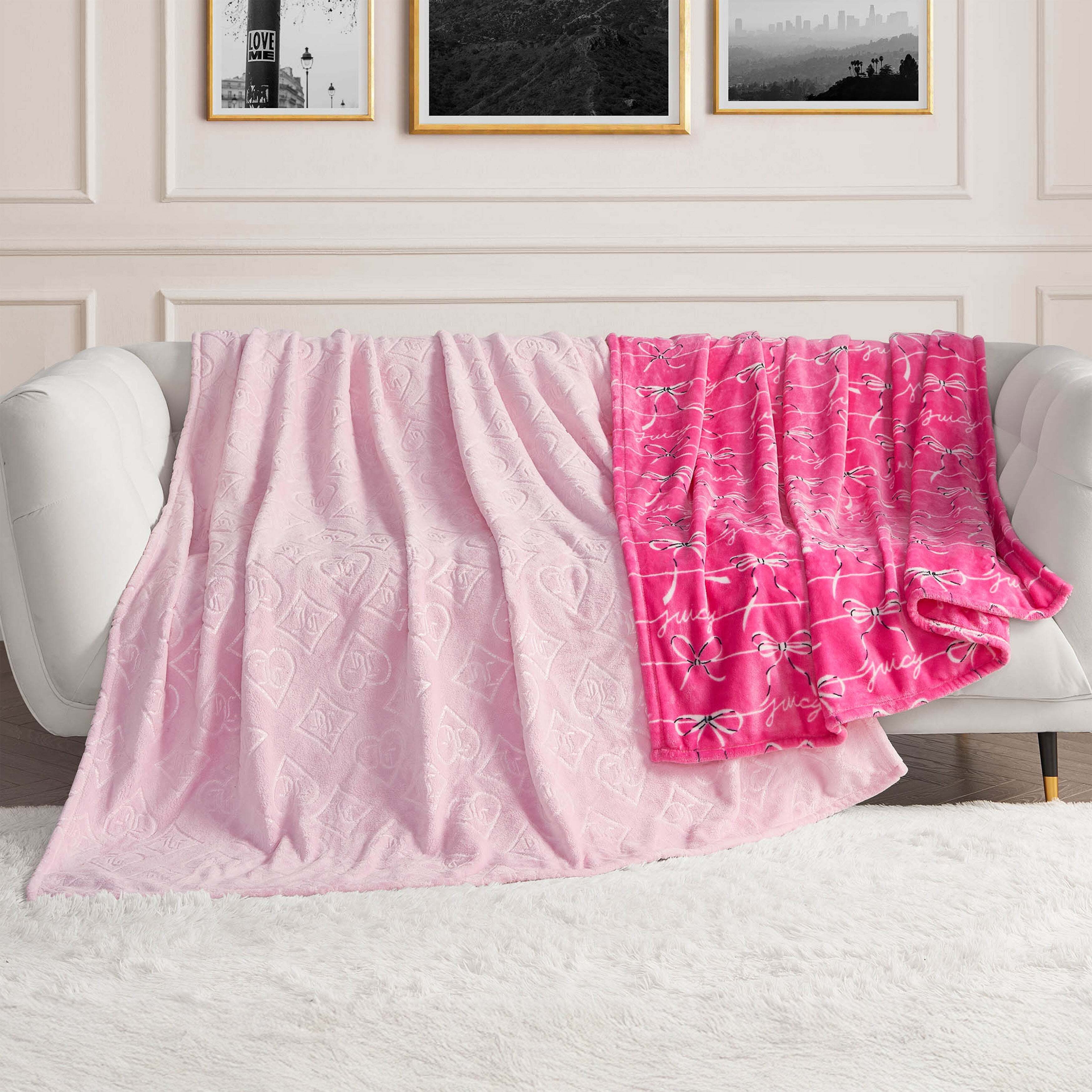 Plush 2-Piece Throw Blanket Set