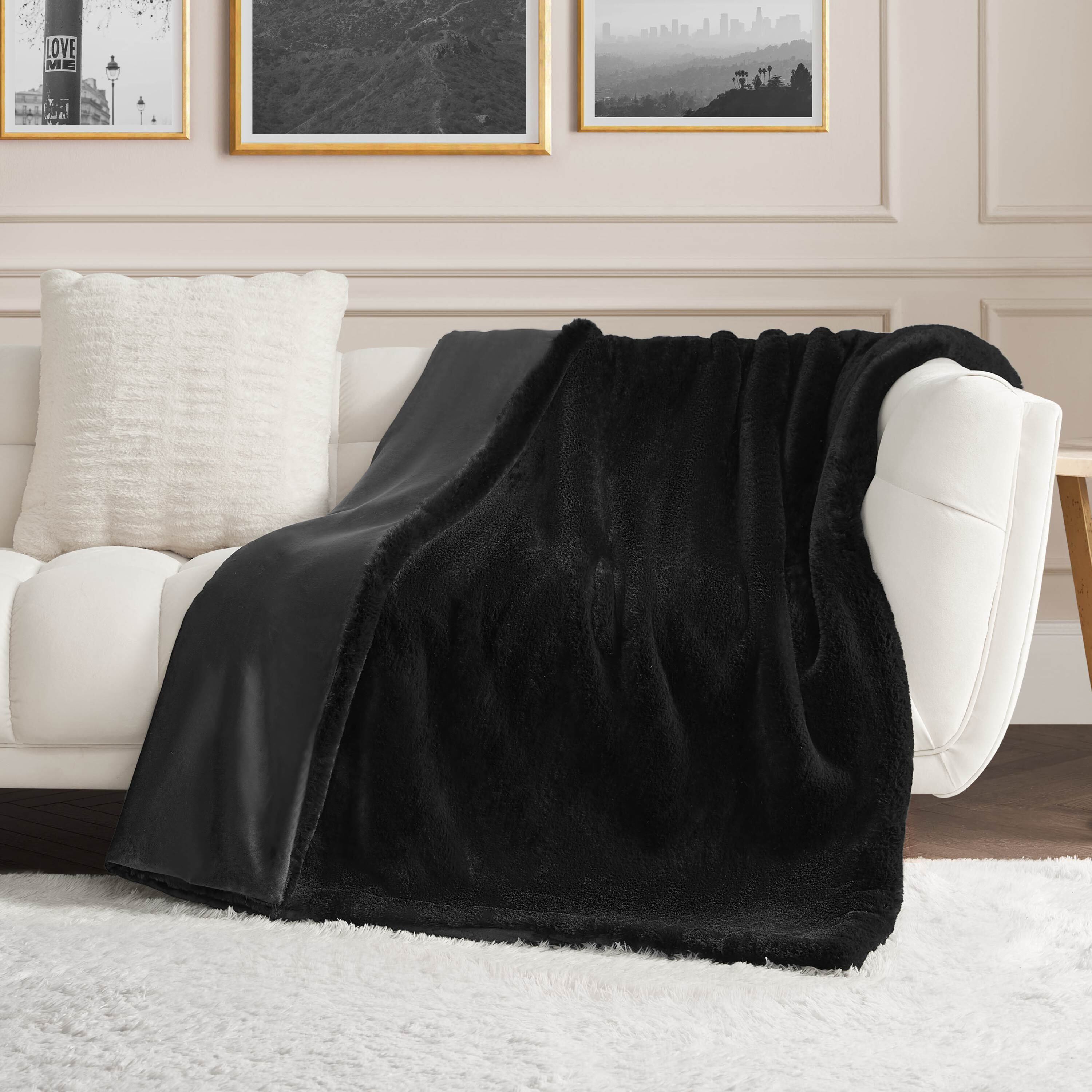 Big Fluffy Solid Faux Fur Blanket