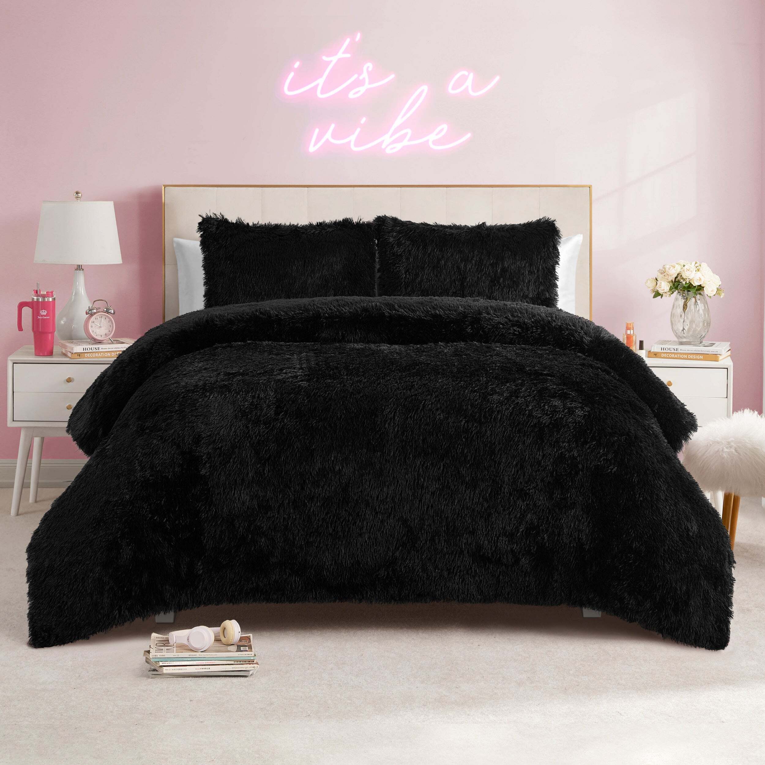 Shaggy Faux Fur Comforter Set