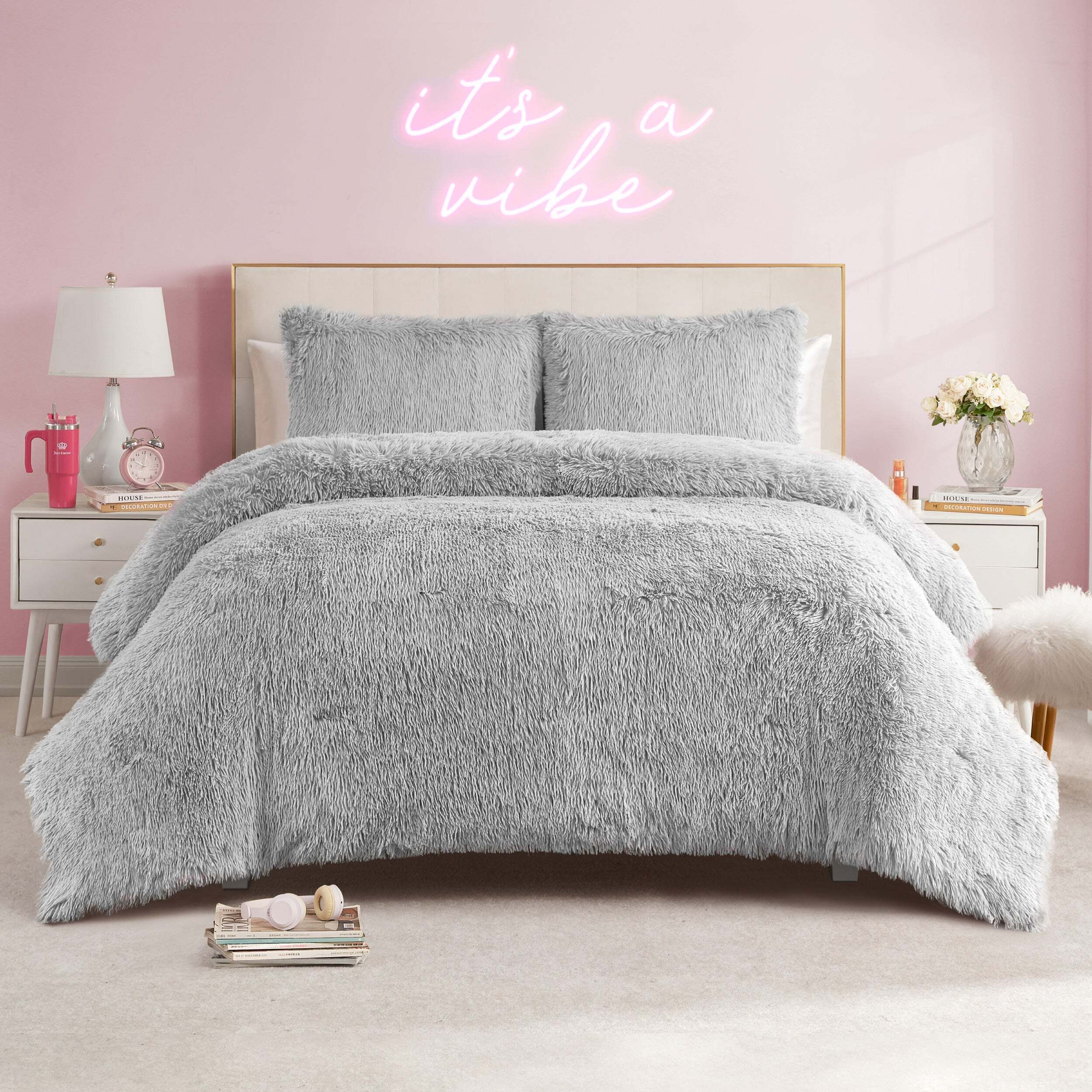 Shaggy Faux Fur Comforter Set