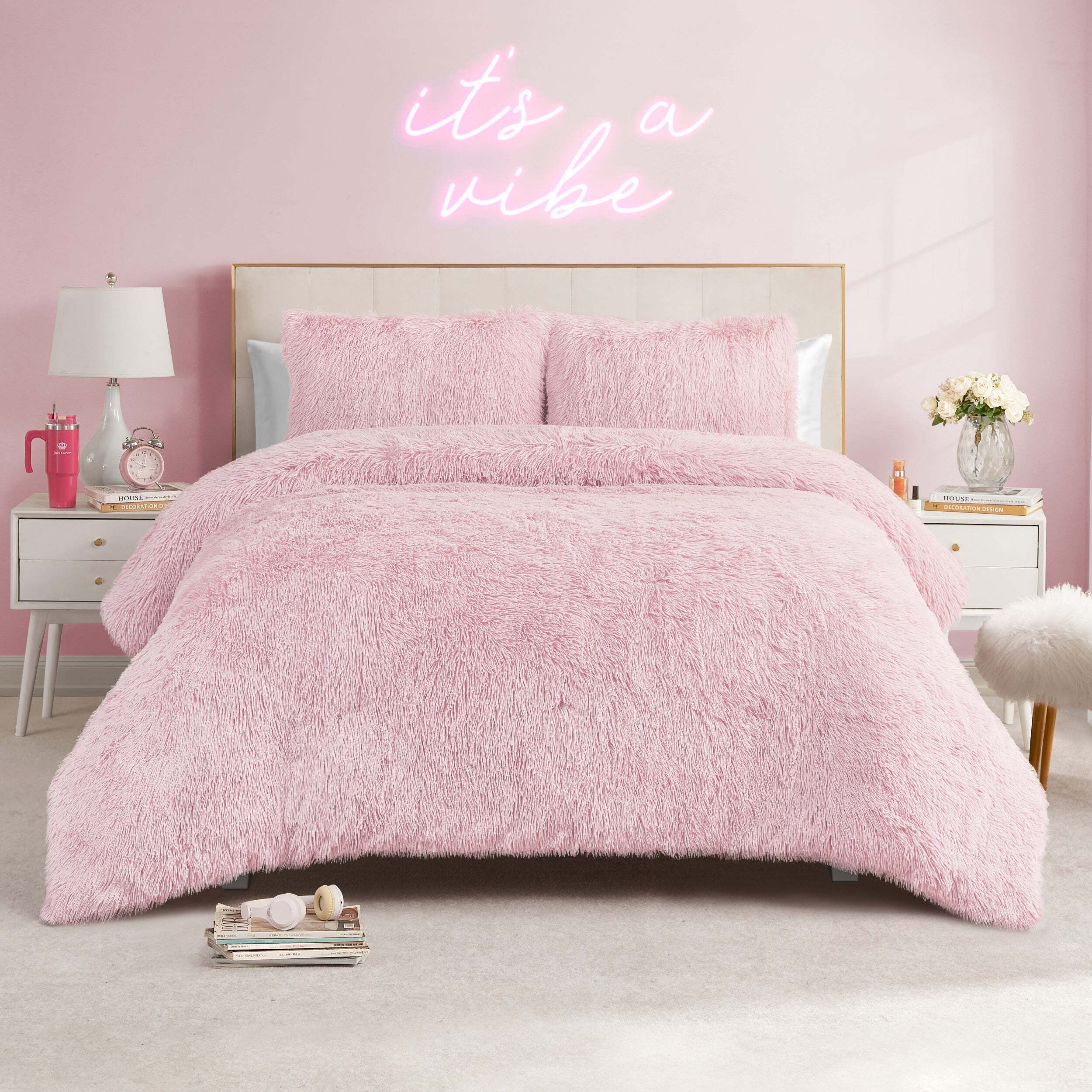Shaggy Faux Fur Comforter Set