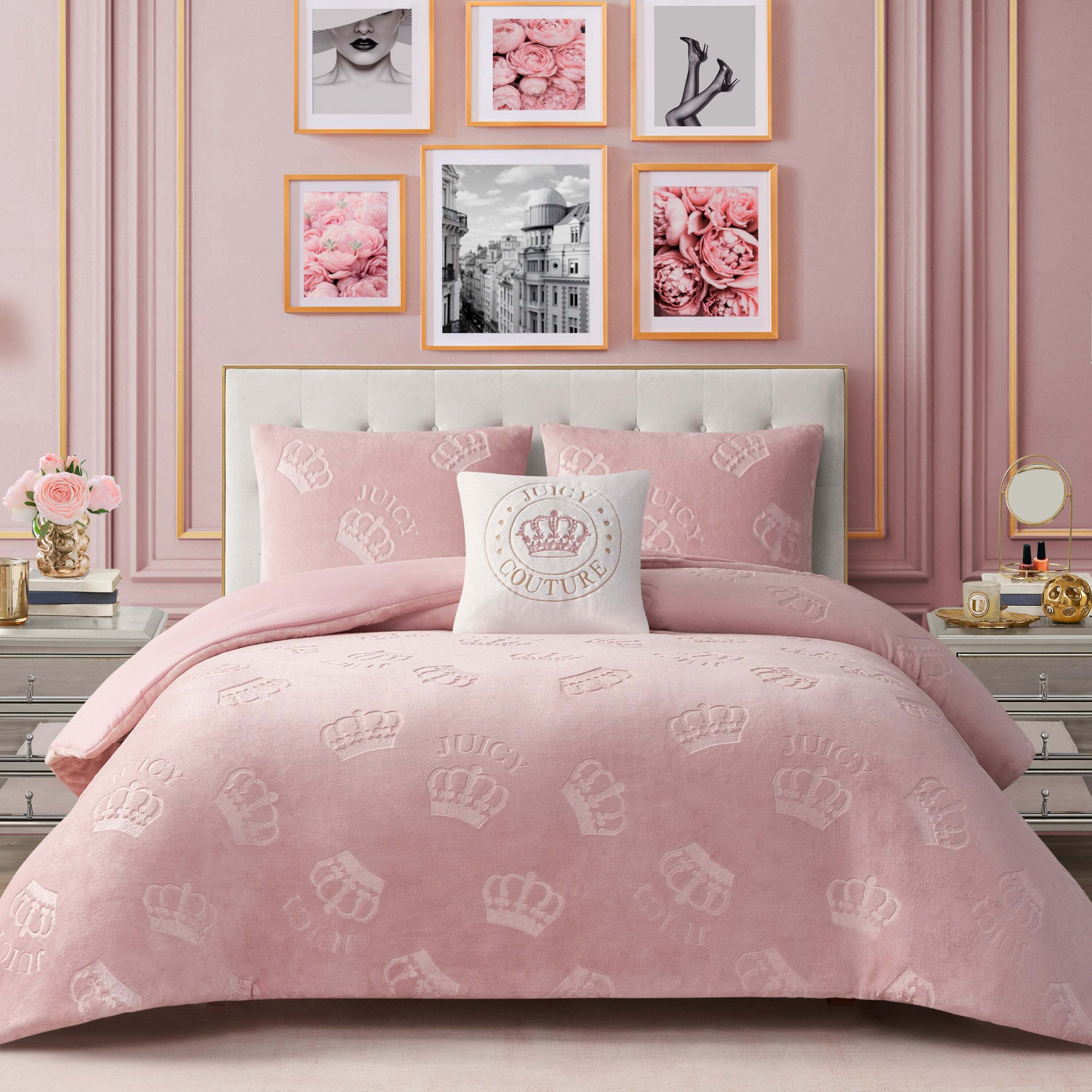 Embossed Plush Crown Comforter Set