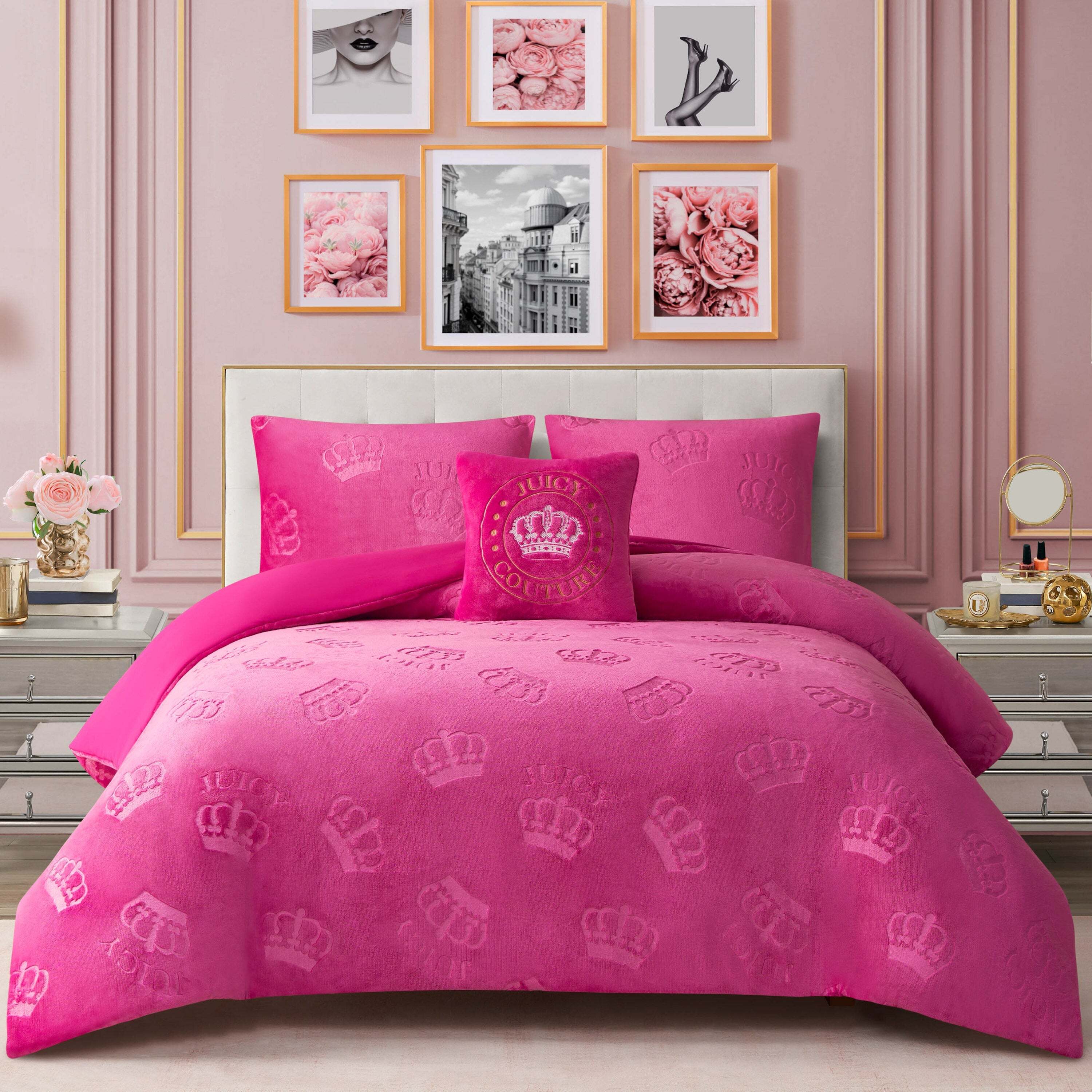 Embossed Plush Crown Comforter Set